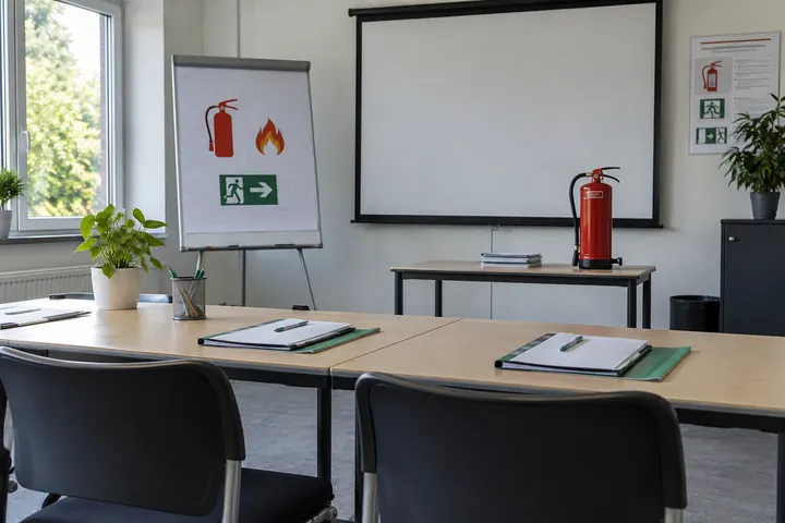 Schulungsunterlagen und Übungsmaterial für eine Brandschutzhelfer-Ausbildung