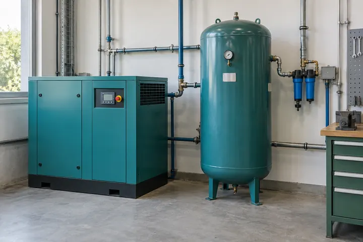 Kompressoranlage mit getrenntem Verdichter und Druckluftbehälter