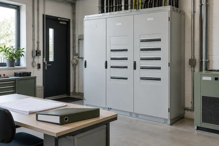 Geschlossene Elektroverteilung mit zugeordneten Anlagenunterlagen