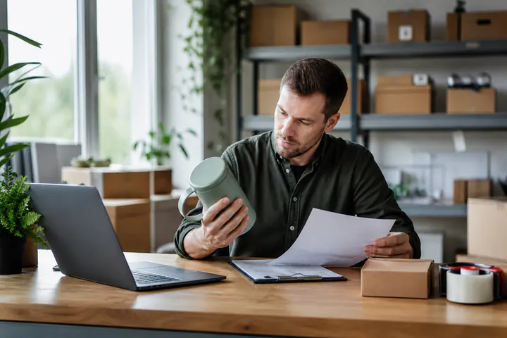 Onlinehändlerin gleicht Produkt und Lieferantenunterlagen digital ab